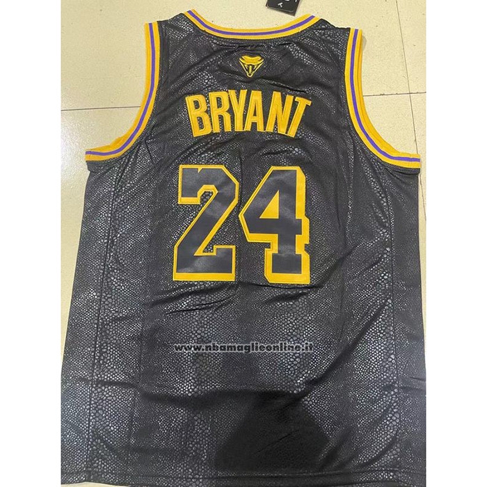 Maglia Los Angeles Lakers Kobe Bryant #24 Black Mamba Snakeskin Nero
